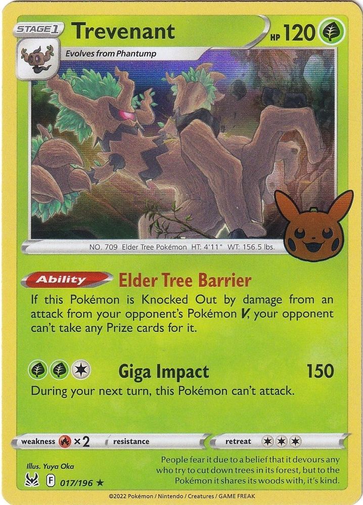 Trevenant 017/196 Holo Rare Trick or Trade BOOster 2023 NM/LP