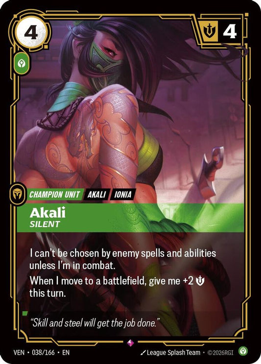 Akali - Silent 038/166 Rare Vendetta NM/M