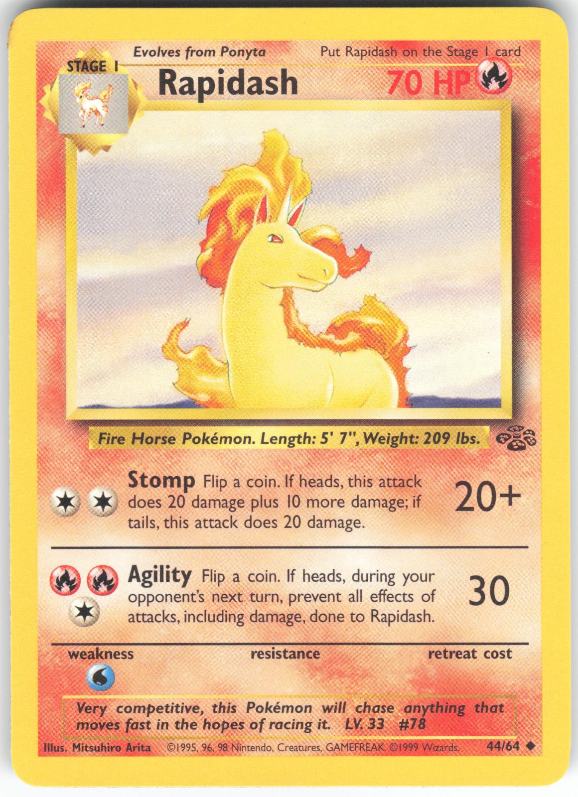Rapidash 44/64 Uncommon Jungle Unlimited NM/LP