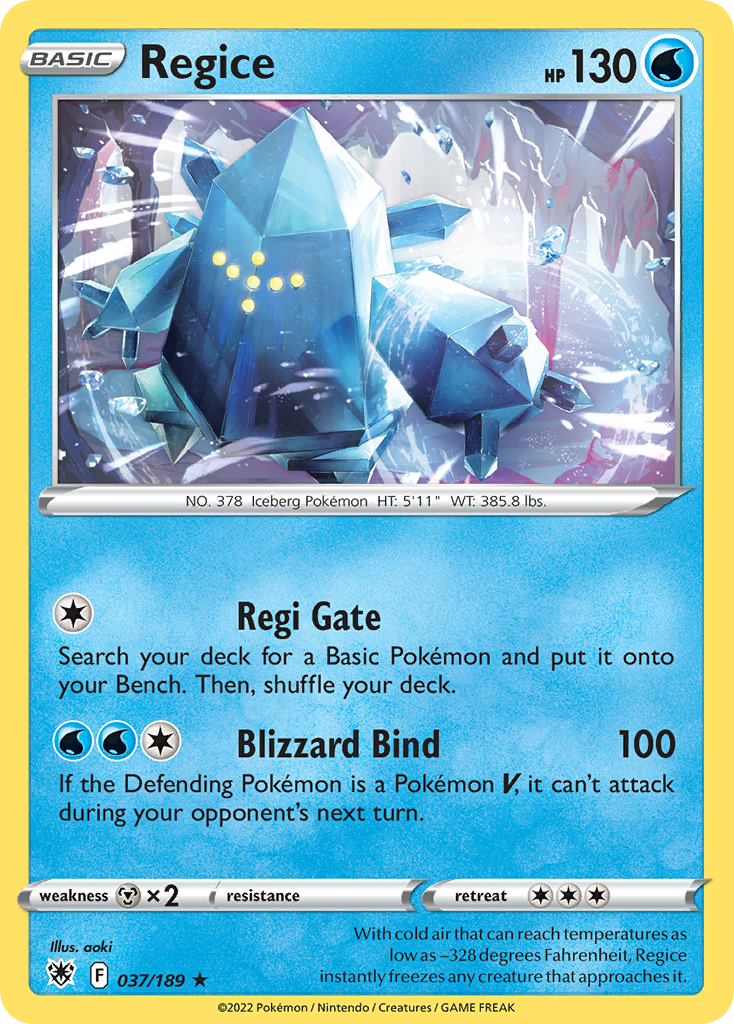 Regice 037/189 Rare Reverse Holo Astral Radiance NM/LP