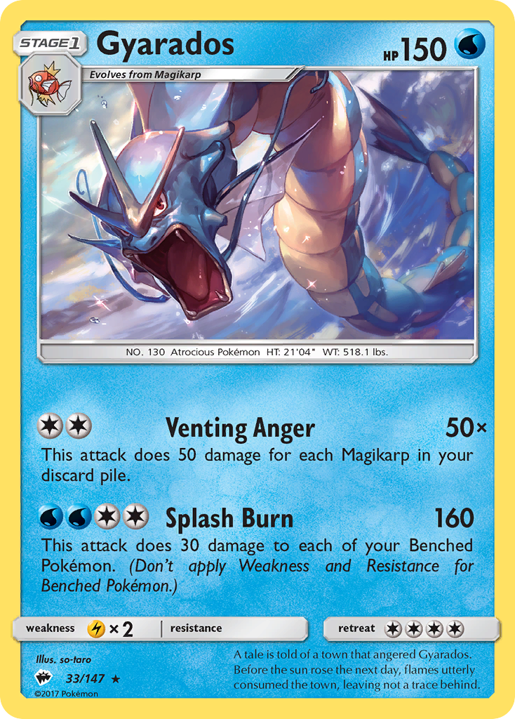 Gyarados 33/147 Rare Reverse Holo Burning Shadows NM/M