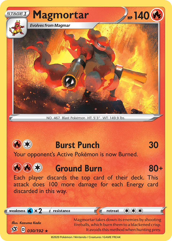 Magmortar 030/192 Rare Reverse Holo Rebel Clash NM/LP