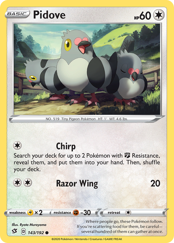 Pidove 143/192 Common Reverse Holo Rebel Clash NM/LP