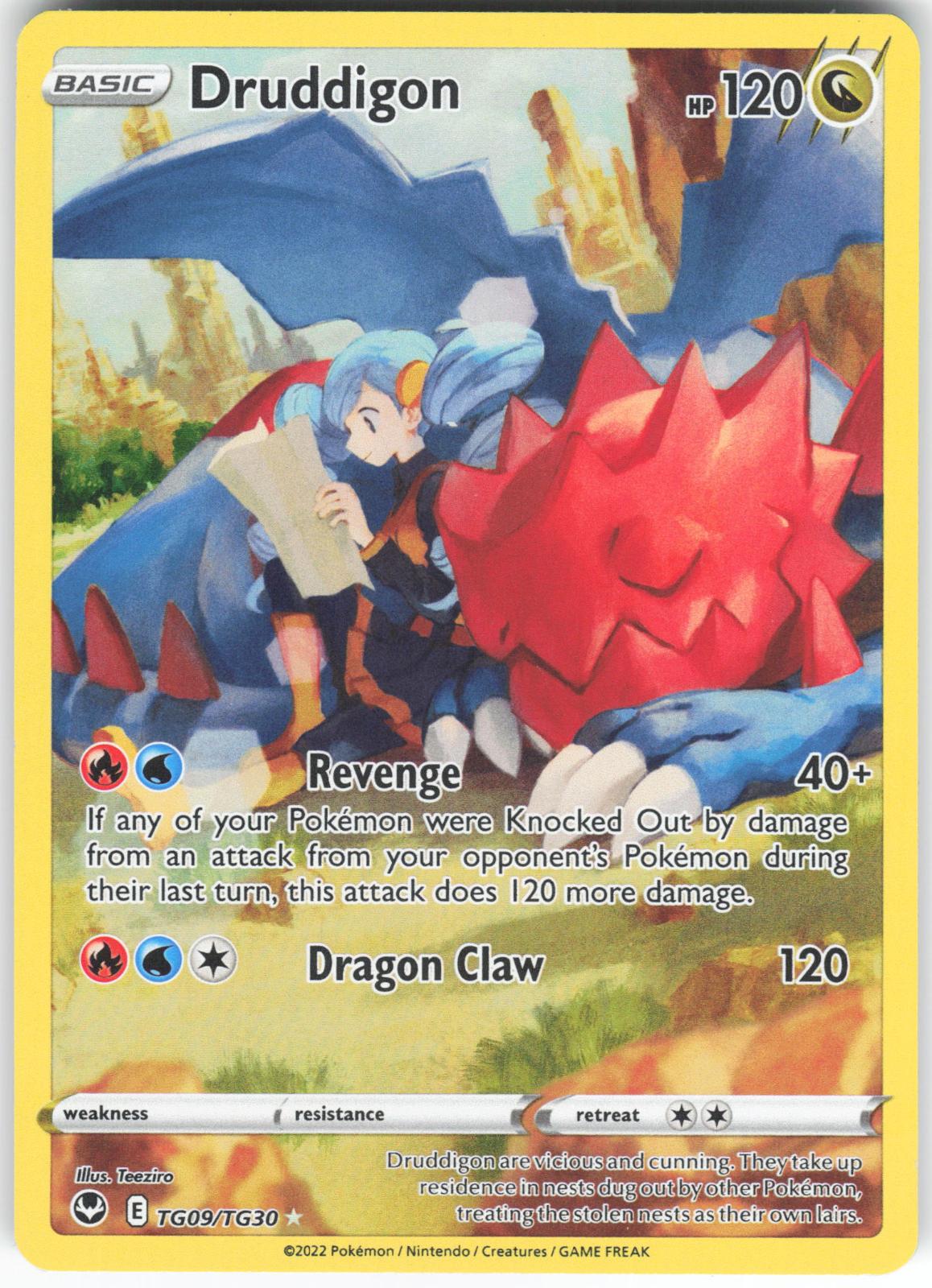 Druddigon TG09/TG30 Trainer Gallery Rare Silver Tempest Trainer Gallery Holo LP