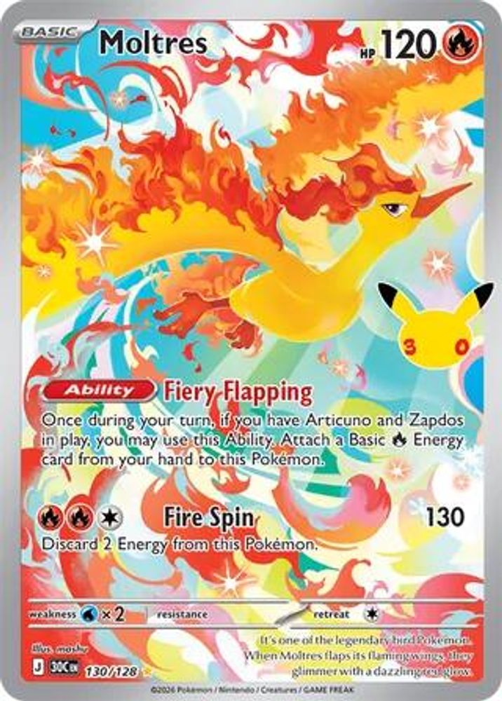 Moltres 130/128 Illustration Rare ME: 30th Celebration NM/M
