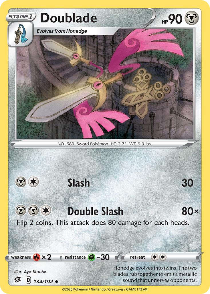 Doublade 134/192 Uncommon Reverse Holo Rebel Clash NM/LP