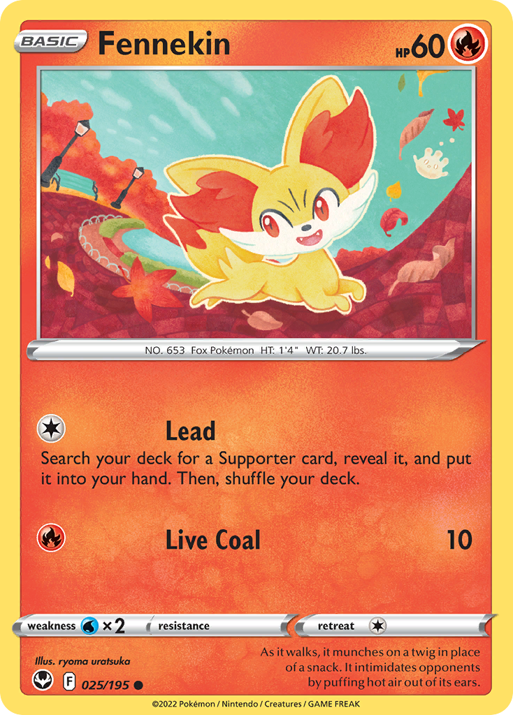 Fennekin 025/195 Common Reverse Holo Silver Tempest NM/M