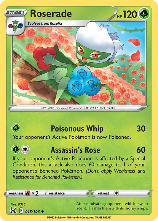 Roserade 015/196 Uncommon Reverse Holo Lost Origin NM/LP