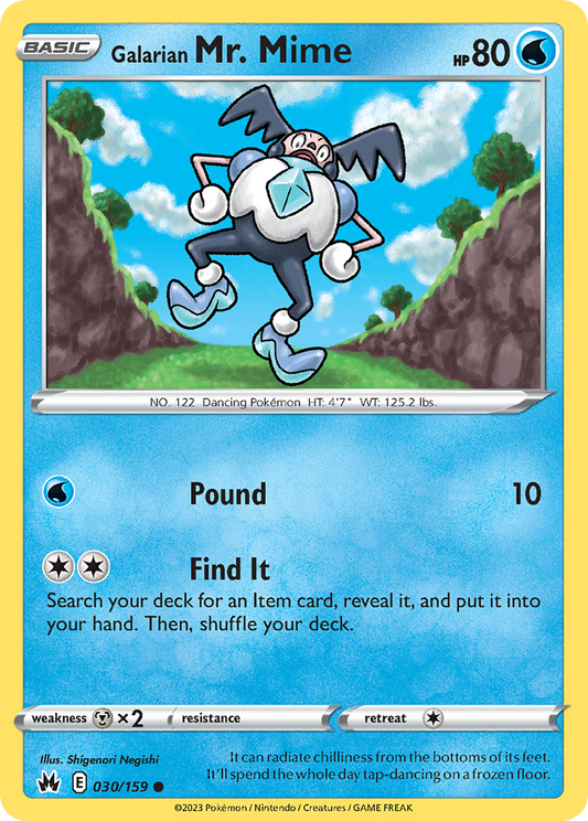 Galarian Mr. Mime 030/159 Common Reverse Holo Crown Zenith NM/LP