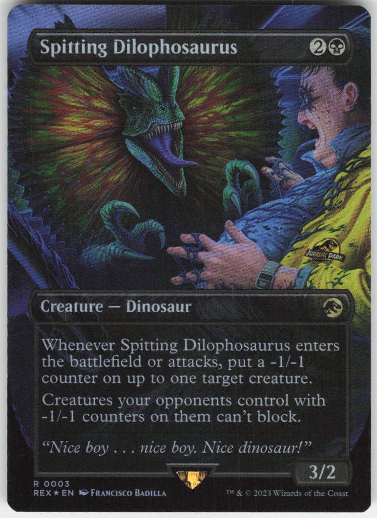 Spitting Dilophosaurus (Borderless Foil) R Universes Beyond: Jurassic ...