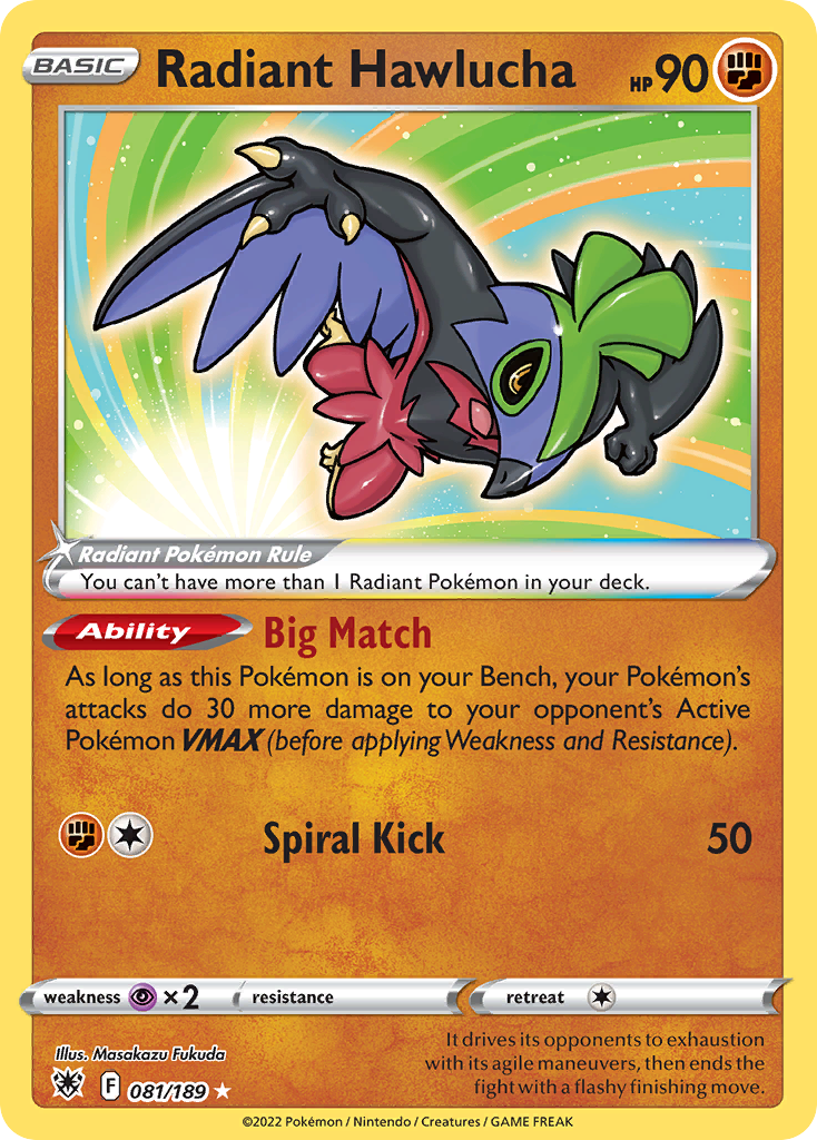 Radiant Hawlucha 081/189 Radiant Rare Astral Radiance NM/M