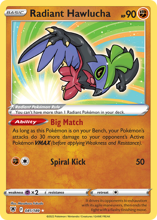 Radiant Hawlucha 081/189 Radiant Rare Astral Radiance NM/M
