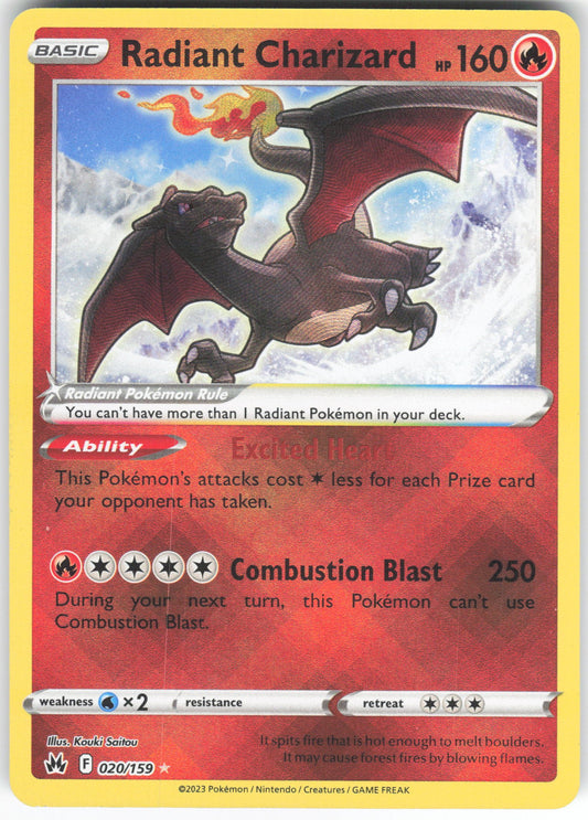 Radiant Charizard Radiant Rare Crown Zenith 020/159 NM