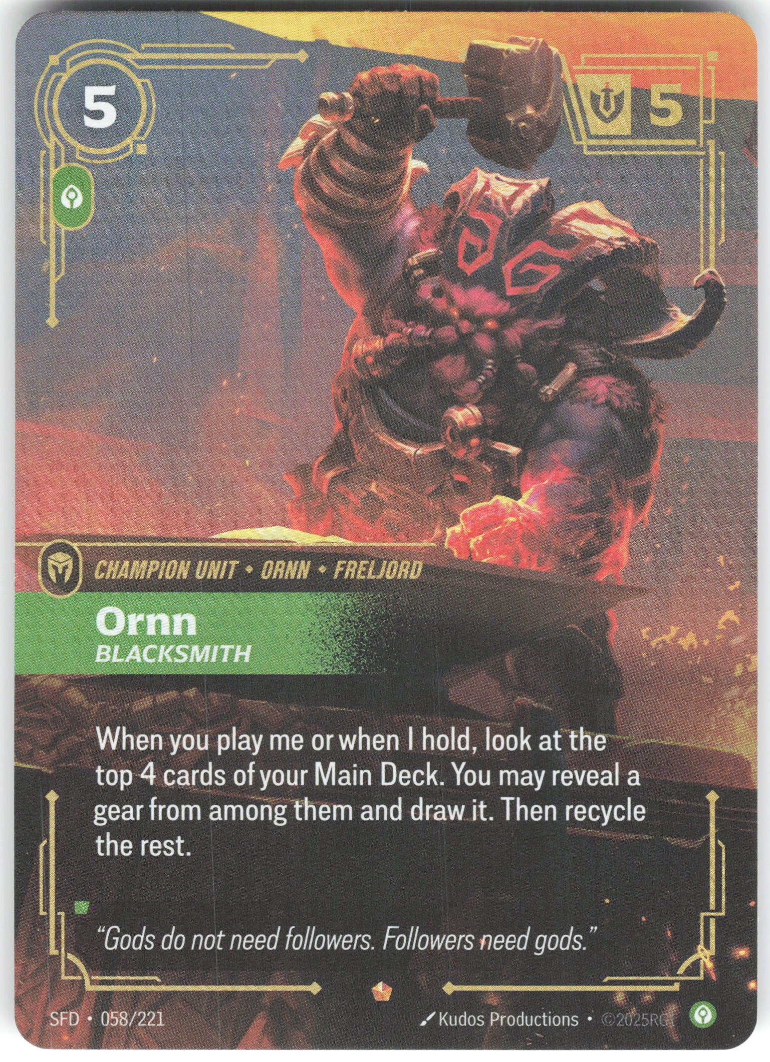 Ornn - Blacksmith Epic Spiritforged 058/221 NM