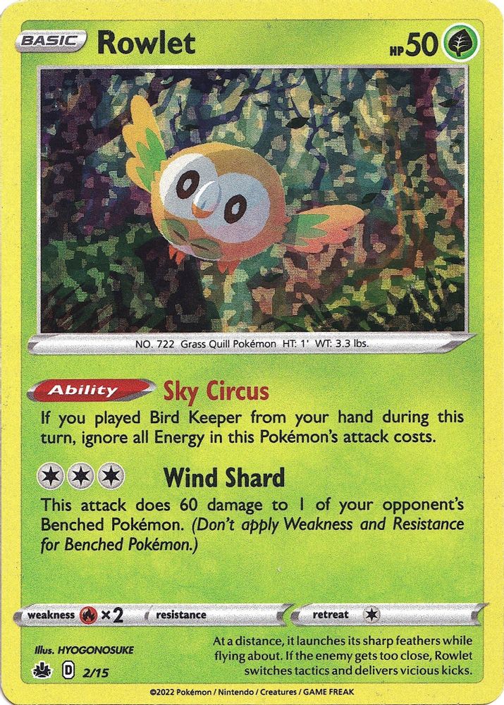 Rowlet 002/015 Promo McDonald's Promos 2022 Holo NM/LP