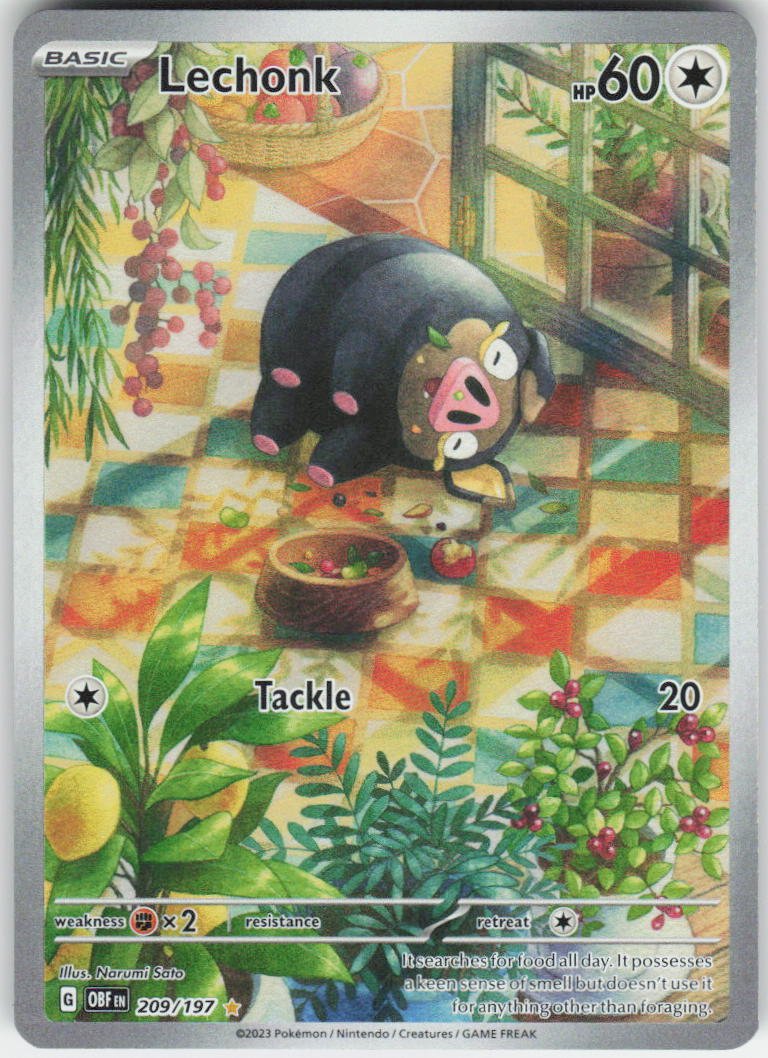 Lechonk - Illustration Rare SV03: Obsidian Flames 209/197 NM (Back)