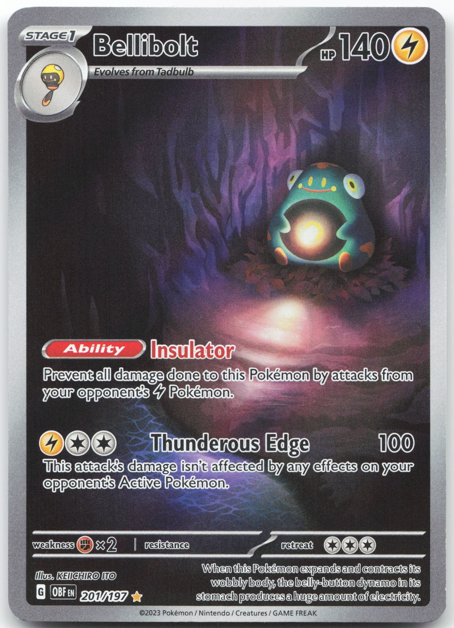 Bellibolt - Illustration Rare SV03: Obsidian Flames 201/197 NM