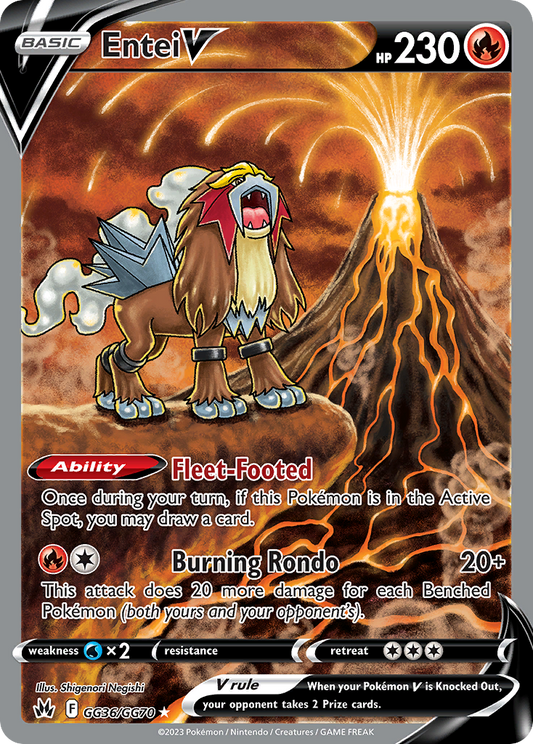 Entei V GG36/GG70 V Rare Crown Zenith Galarian Gallery Holo NM/M
