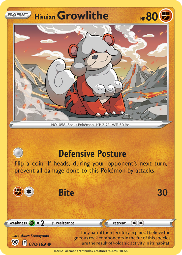 Hisuian Growlithe 070/189 Common Reverse Holo Astral Radiance NM/LP
