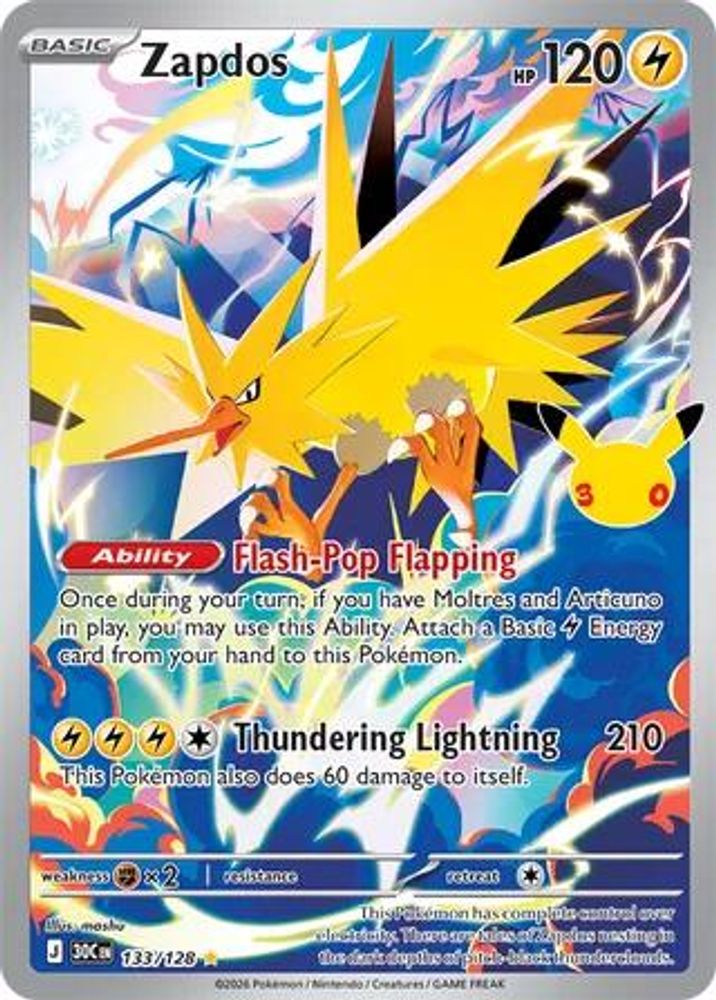 Zapdos 133/128 Illustration Rare ME: 30th Celebration NM/M