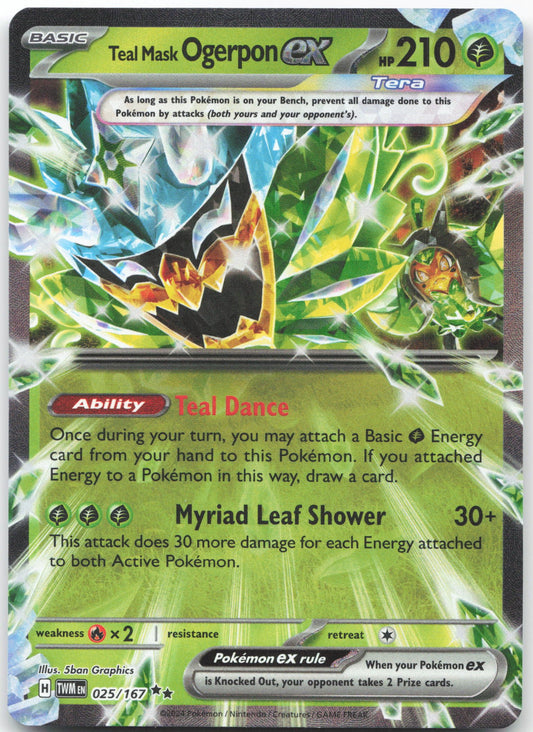 Teal Mask Ogerpon ex - Double Rare SV06: Twilight Masquerade 025/167 NM
