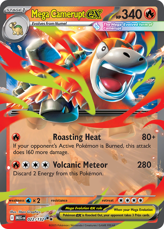 Mega Camerupt ex 022/132 Double Rare Mega Evolution NM/M
