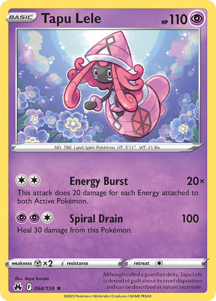 Tapu Lele 064/159 Rare Crown Zenith Holo NM/LP