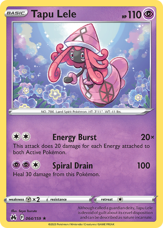 Tapu Lele 064/159 Rare Crown Zenith Holo NM/LP