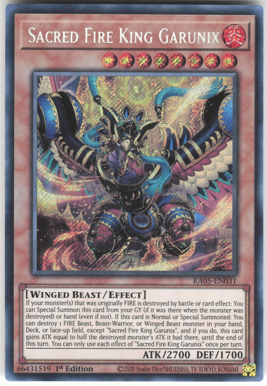 Sacred Fire King Garunix (Secret Rare) Secret Rare Rarity Collection 5 RA05-EN031 NM
