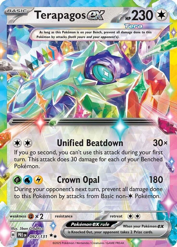 Terapagos ex 092/131 Double Rare Prismatic Evolutions Holo NM/M