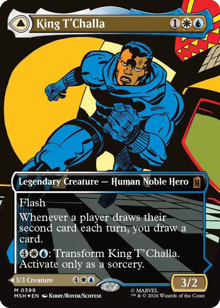 King T'Challa (Borderless) (0399) // Black Panther 399 Foil Marvel Super Heroes Holo NM/M
