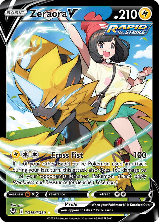 Zeraora V TG16/TG30 V Rare Silver Tempest Trainer Gallery Holo NM/M
