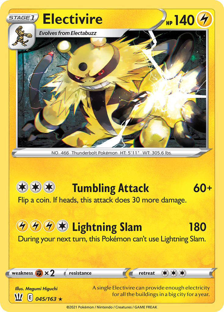 Electivire 045/163 Rare Reverse Holo Battle Styles NM/LP
