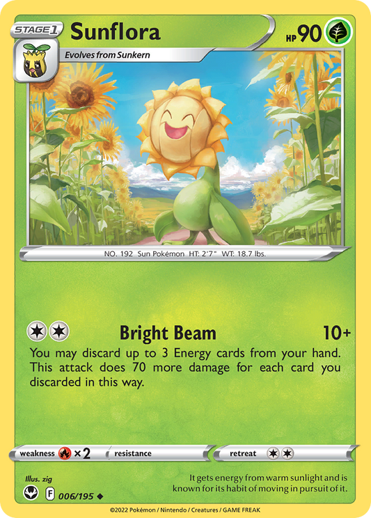 Sunflora 006/195 Uncommon Reverse Holo Silver Tempest NM/LP