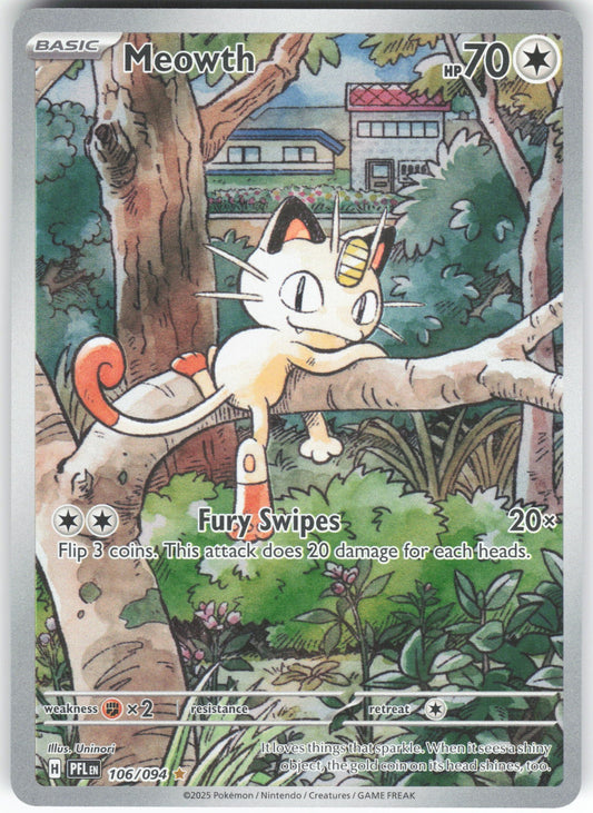 Meowth Illustration Rare ME02: Phantasmal Flames 106/094 NM
