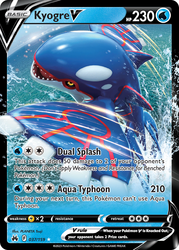 Kyogre V 037/159 V Rare Crown Zenith Holo NM/M