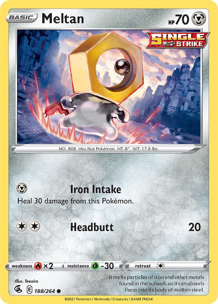 Meltan 188/264 Common Reverse Holo Fusion Strike NM/LP