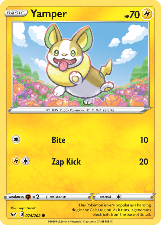 Yamper 074/202 Common Reverse Holo Sword & Shield NM/LP