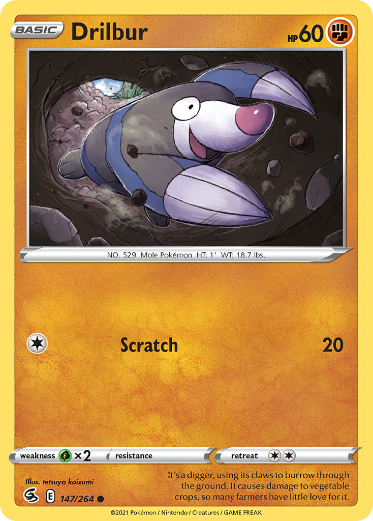Drilbur 147/264 Common Reverse Holo Fusion Strike NM/LP