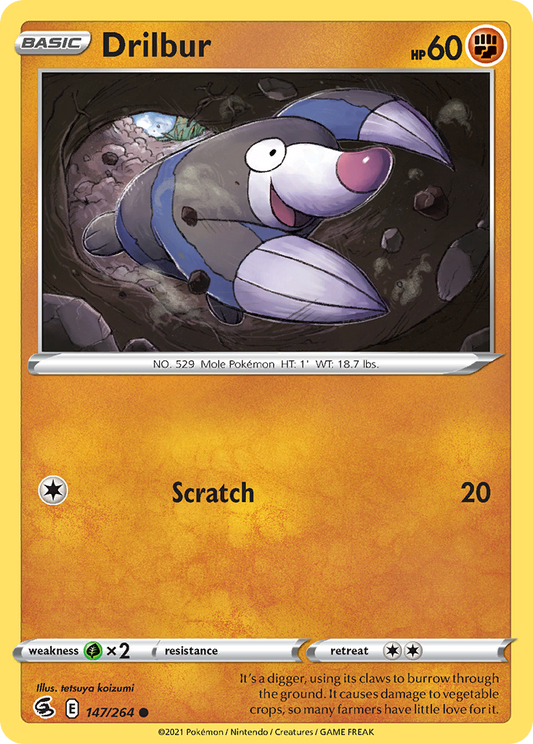 Drilbur 147/264 Common Reverse Holo Fusion Strike NM/LP