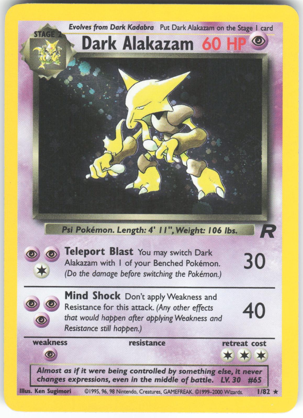 Dark Alakazam 1/82 Rare Team Rocket Unlimited Holo MP*