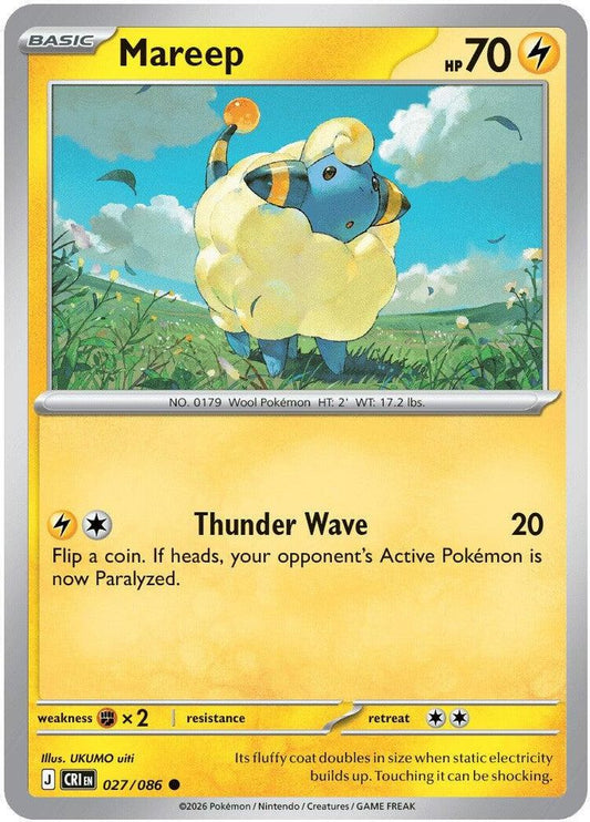 Mareep 027/086 Common Reverse Holo Chaos Rising NM/M