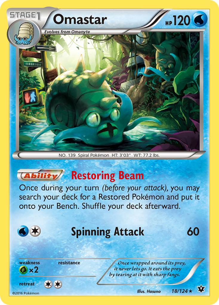 Omastar 18/124 Rare Reverse Holo Fates Collide NM/LP
