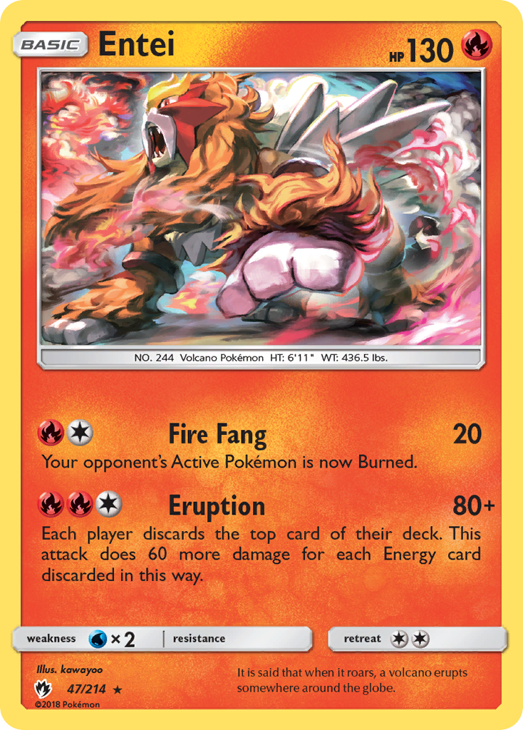 Entei 47/214 Rare Lost Thunder NM/LP