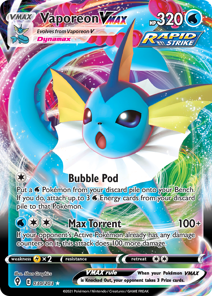 Vaporeon VMAX 030/203 VMAX Rare Evolving Skies Holo NM/M