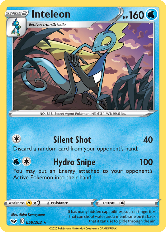Inteleon 059/202 Rare Reverse Holo Sword & Shield NM/LP
