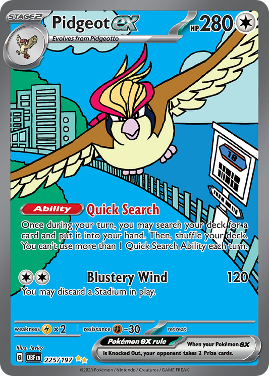 Pidgeot ex 225/197 Special Illustration Rare Obsidian Flames NM/M