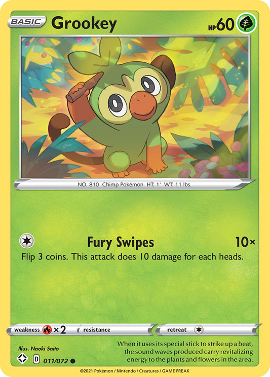 Grookey 011/072 Common Reverse Holo Shining Fates NM/LP