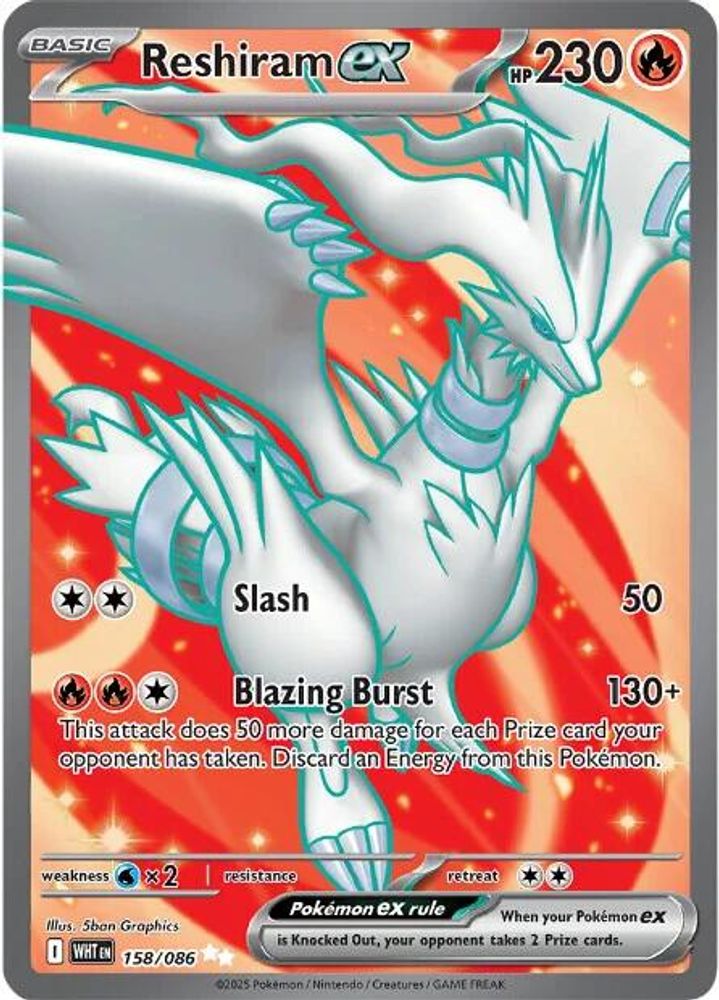 Reshiram ex 158/086 Ultra Rare White Flare Holo NM/M