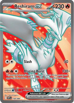 Reshiram ex 158/086 Ultra Rare White Flare Holo NM/M